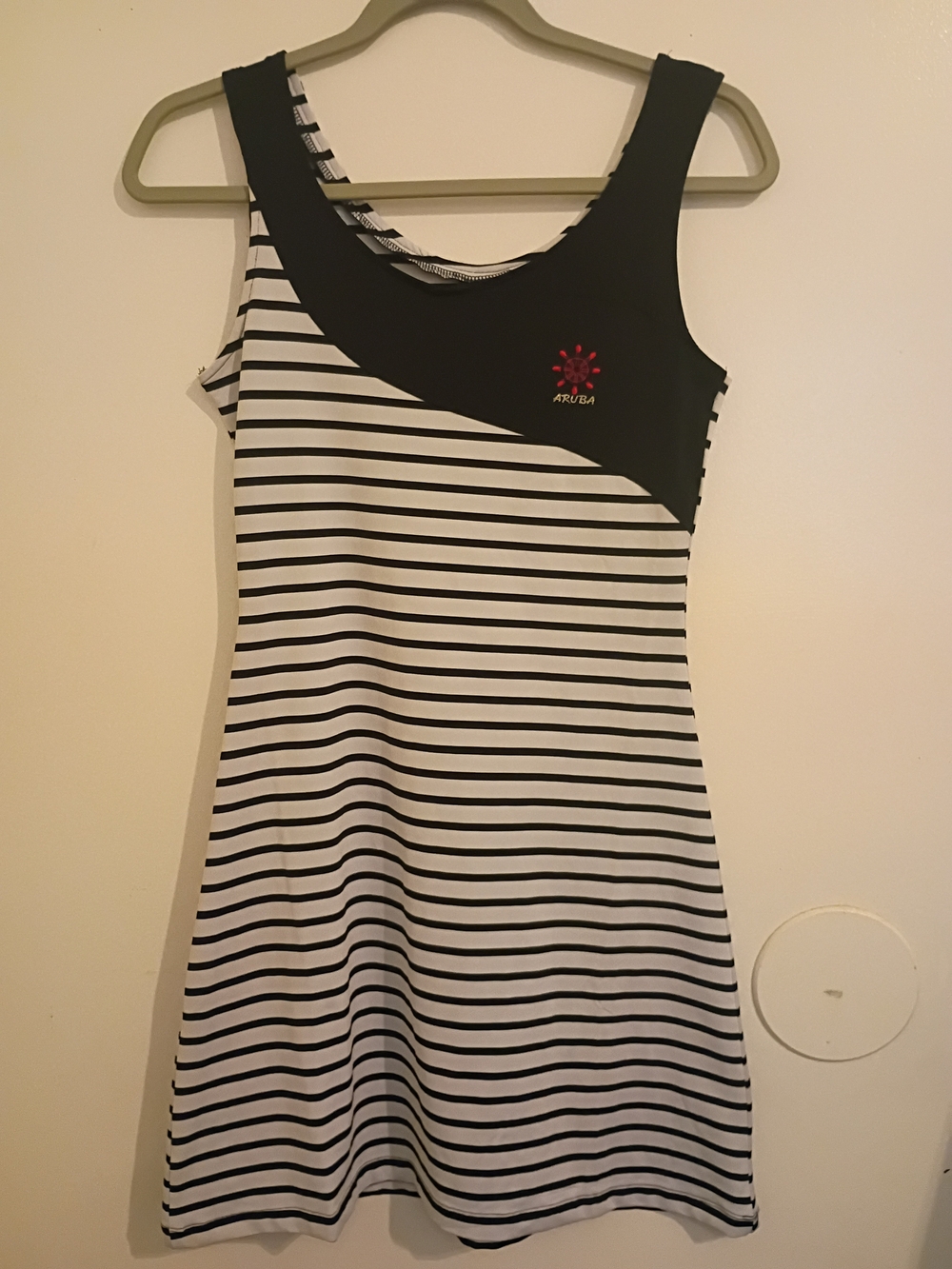 White Diamonds Women's Aruba Navy & White Striped Mini Dress Sz M